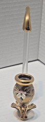 VTG MOSER BOHEMAIN CZECH PORT WINE SIPPER BORO CRYTSAL PIPE SHAPE /GOLD FLOWERS