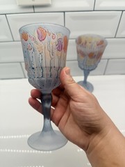 Reuven Glass Handpainted by Nouveau Art Glass Co. Inc. USA Watercolor Wine Glass