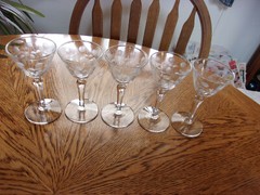 Cocktail Carlton Etched Blown Dots – Set of 5 Glasses