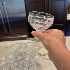 Vintage Fostoria American Cube Clear Glass Low Sherbet Dessert Dishes Set Of 7