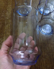 MCM Vtg Set Lot of 6 Libbey IMPROMPTU Azure Blue Glasses Drink Bulb bottom 12 oz