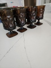 Vintage Noritake Spotlight Walnut Brown Thumbprint Wine/Water Goblet