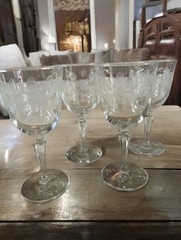 Vintage 1955- Libbey Carlton (Dots) 7″ Water Goblets, Made in the USA- 4 Avail.