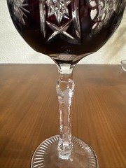 Nachtmann Traube Crystal Wine Glass Dark Red Cut to Clear 8 1/4″ Germany