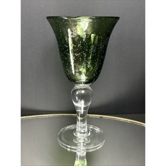 ARTLAND 8″ Water Iced Tea Goblet Glass IRIS GREEN 16 Ounce Hand Blown Bubbles