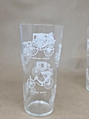 Set of 4 Libbey Glasses Highball Barware Antique Carriage Stagecoach Cars