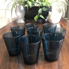 VINTAGE VERECO 6 OZ. JUICE GLASSES OCEAN BLUE FRANCE SET OF 8 RARE