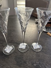 Set Of 3 Royal Crystal Rock “Laurie” Wine/Champagne Glasses 8.75”H