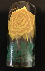 Vintage Boscul Hybrid Tea Rose Peanut Butter Glass, Yellow Lettering