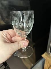 Standard Glass Co Criss Cross & Punties Etched Tall Cordial Sherry Glasses 5