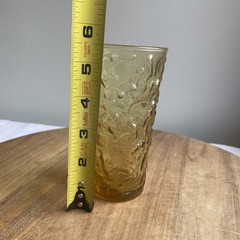 Anchor Hocking Amber Milano Crinkle Glass Large Iced Tea Tumbler Set Of 4