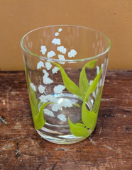 VTG 1970’s Gloria Vanderbilt Hand Painted Lily Low Ball Glass Signed : Multiples