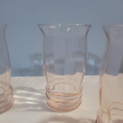 Pink Depression Glass, 10 oz Juice Glasses, Set of 4, Approximately 4 1/2” Tall