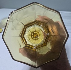 ~3~ Vintage Independence Octagonal Yellow Footed Water Wine Glass Goblets 6″
