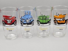 Vintage Mid-Century Hazel Atlas Antique Automobiles 24 oz Glass Tumbler Set of 4