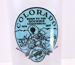 6 Vtg 1959 Rush To The Rockies Colorado Centennial Tumblers Complete Set 6.5″