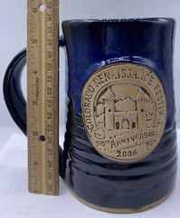 2006 Colorado Renaissance Festival Beer Stein Blue Pottery Mug 30th Anniversary