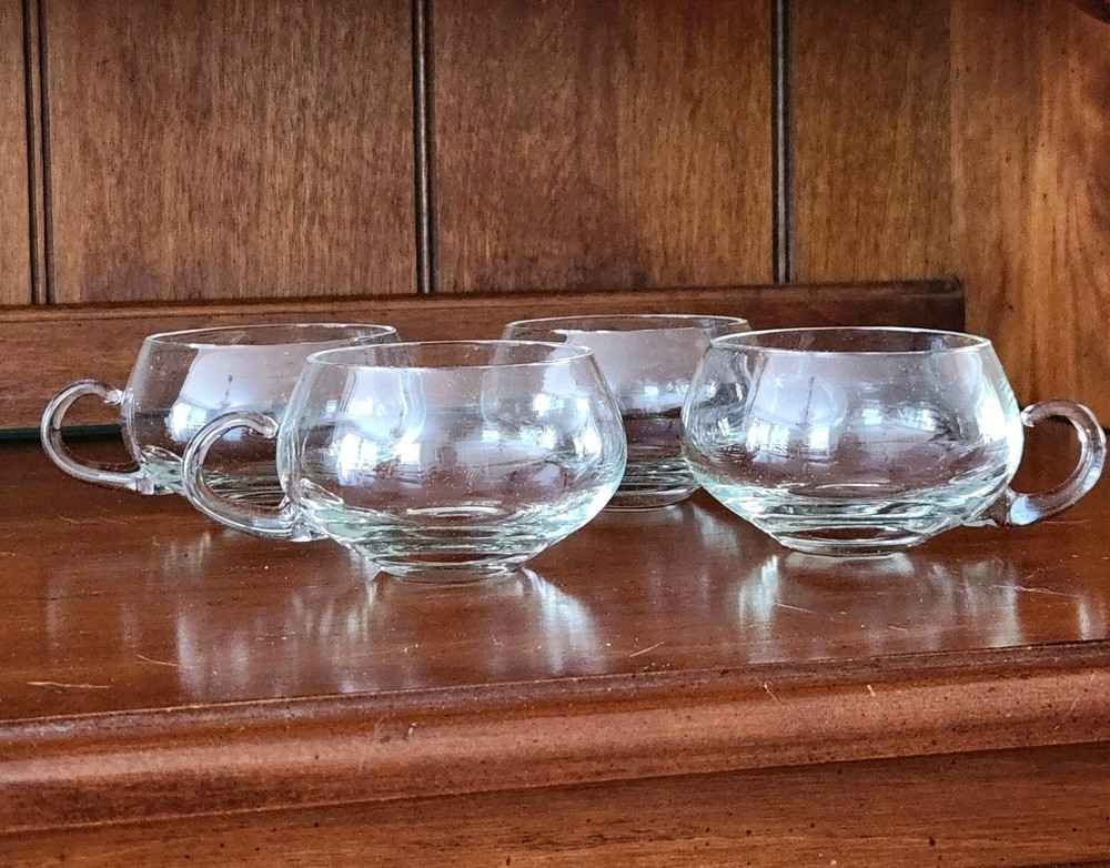 NEW *4* Blown Glass Moderno Riekes-Crisa Vintage Crystal Punch Cups
