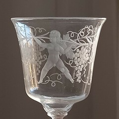 19th century Salviati Venetian etched goblet gold glitter twisted stem 16 cm