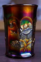 Northwood Carnival Glass Oriental Poppy Tumbler Iridescent