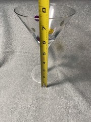 Set of 2 Martini Glasses Polka Dot Design Clear Glass 7.5″ Tall Barware Decor