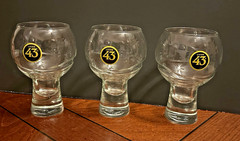 LICOR 43 Pedestal Bubble Hi-Ball Glasses Set of 3~5 Inch Tall Vintage. Exc Cond.