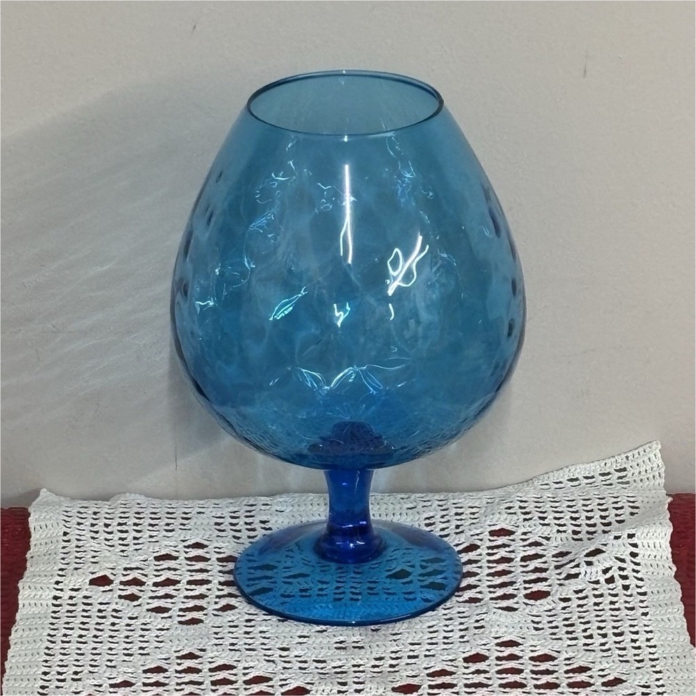 Blue Large Decorative Glass Stemmed Brandy Shape