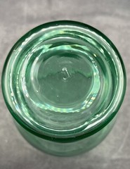 Lot of 4 Libbey Green Depression Glasses Tudor Style Ringed, in a Chromed Holder