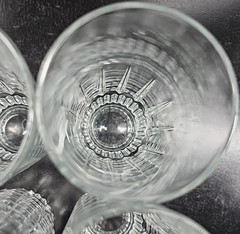 (6) Arcoroc Lancer 10 Oz Tumblers Set Vintage Clear Cut Cristal France Retro Lot