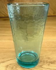 Fire and Light 16oz Aqua Blue Recycled Glass Tumbler Hand Poured Retired