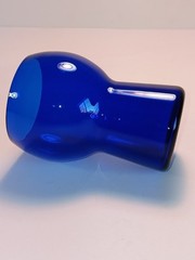 Lot of 4 VTG MCM Cobalt Blue Flat Tumblers Mushroom Shaped Glasses 🔥