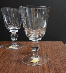 Set of 6 Josair ‘Grail’ Wine Glasses ~5″ Josephinenhütte White Red