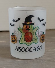 Culver Aboocado Frosted Cocktail Glass Halloween Ghost Pumpkin Bats Barware