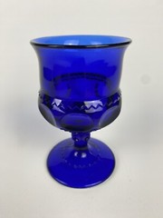 VTG Indiana Glass Cobalt Blue Kings Crown Thumbprint Water Wine Goblet Stemmed