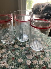 Vintage Hazel Atlas New Century MCM Deco Juice Tumbler Drinking Glass Retro Red