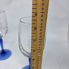 Set 2 Vtg Lenox Swag Crystal Gold Rim Cobalt Blue Stem Wine Glasses Art Deco