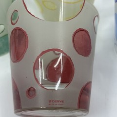 Set of 4 Cerve Italy Polka Dot Lowball Glass Frosted Old Fashion Barware MCM Vtg