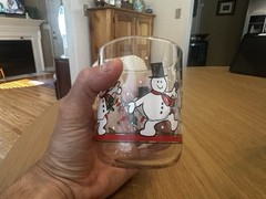 Vintage Libbey Dancing Snowman Glass Tumblers Christmas Holiday