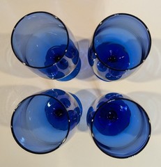 LUMINARC Cristallerie d’Arques Iced Tea Glass Goblet Cobalts Blue 16 oz 8″ Set/4
