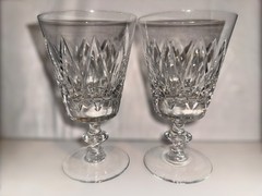 Set of 2 Val St. Lambert ‘State Oxford’ Signed Crystal Glasses, 6-3/8”