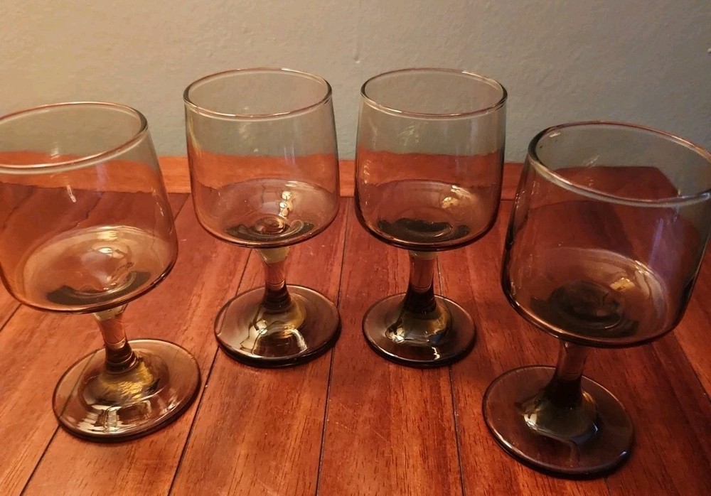 Vtg Libbey Tawny Accent Glasses 6oz Smoke Brown set of 4 70’s Retro Grannycore