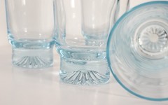 Vintage 50s MCM Duz Detergent Star Sapphire Blue Water Glasses Lot of 4 (A2)