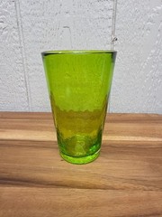 Vtg Lime Green Handblown Glass Tumbler 6″