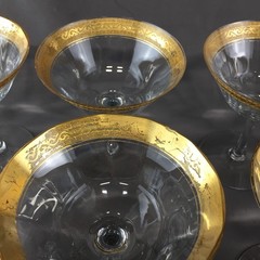 Set of 8 Tiffin-Franciscan Minton Gold Encrusted Champagne Tall Sherbet Glasses