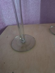 Block Crystal CELEBRATION 2 Hollow Stem Champagne Flutes Optic Gold Rim 10″ Vtg