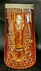 Carnival Glass Marigold Beaded Spears Variant pitcher rare with lid 1935 circa