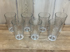 Libbey Textured 16oz Clear Glass Tumblers Pebbled Effect Tea Water Set Of 7