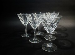 Vtg Val Saint Lambert Fine Crystal Gandria 6 Craft Cocktail Goblets Water Wine