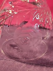 Bohemian Lead Crystal Wine Glasses Hand-cut W/Frosted Rose on Bowl,Hexagon Base