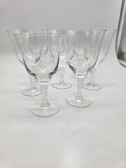 Vintage crystal water goblet with floral etching Set of 8